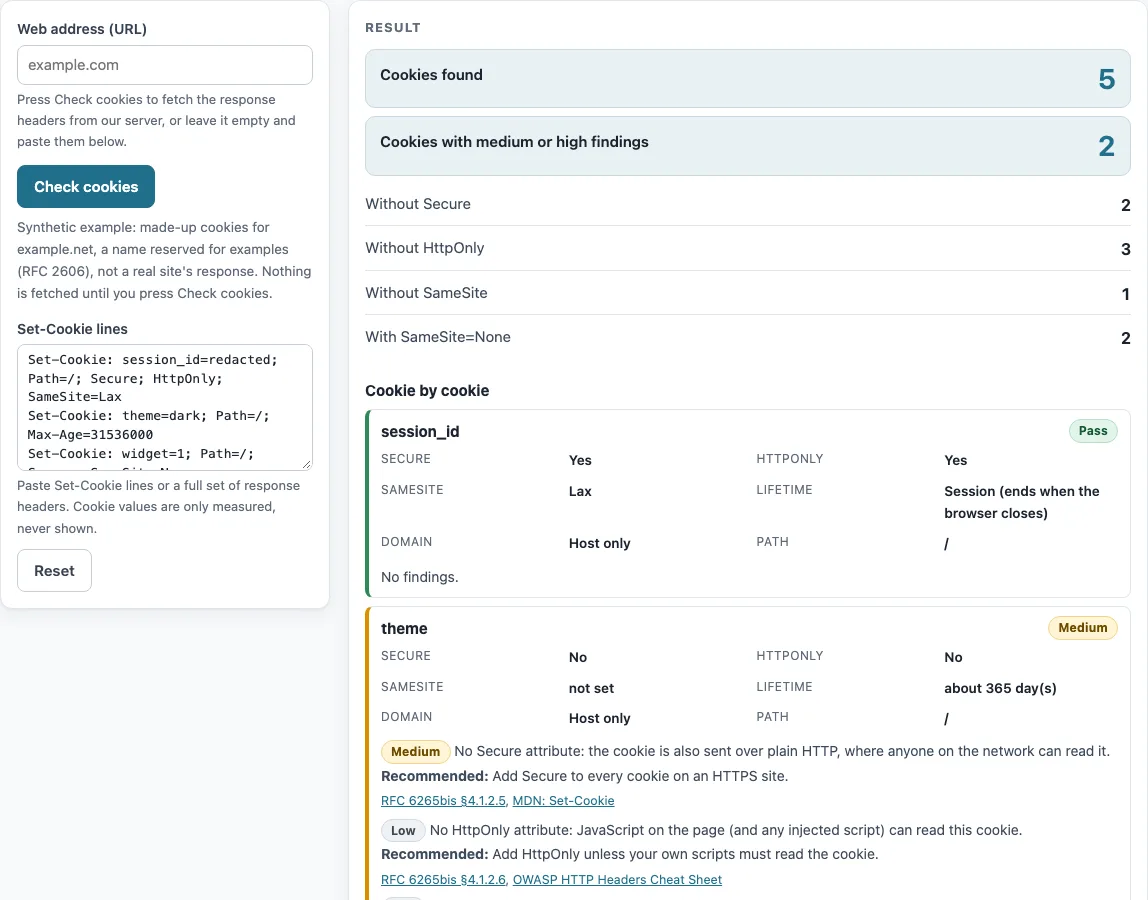 Cookie checker example