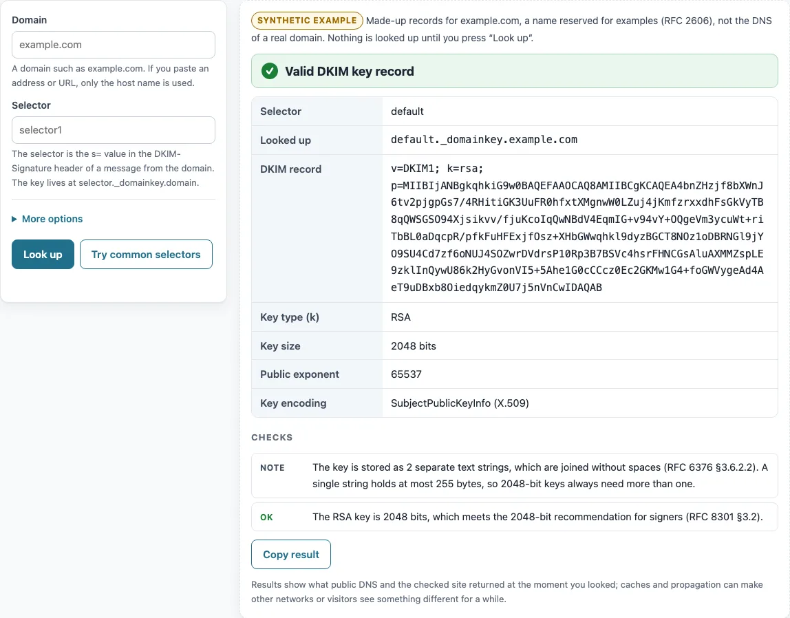 Dkim checker example