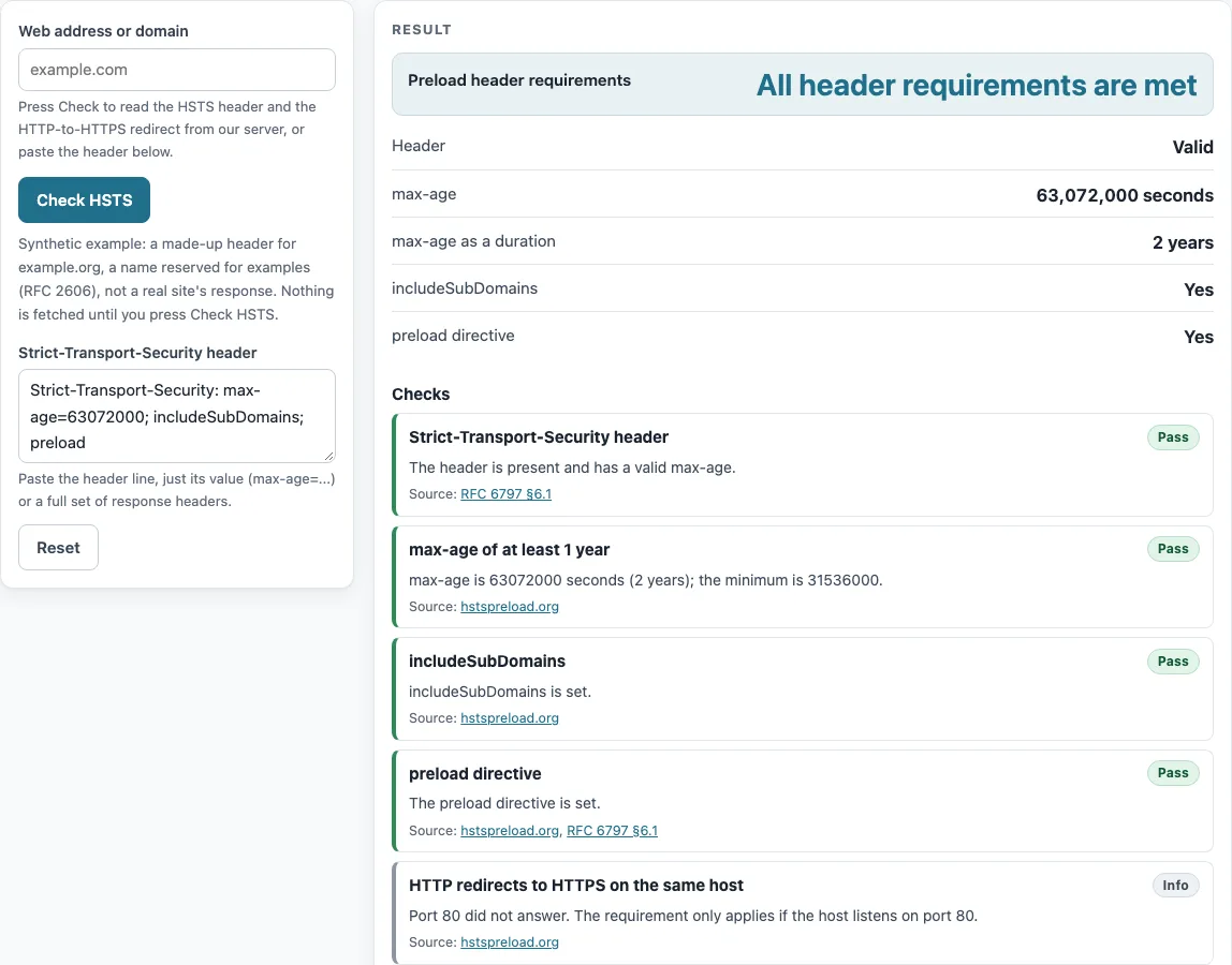 Hsts example