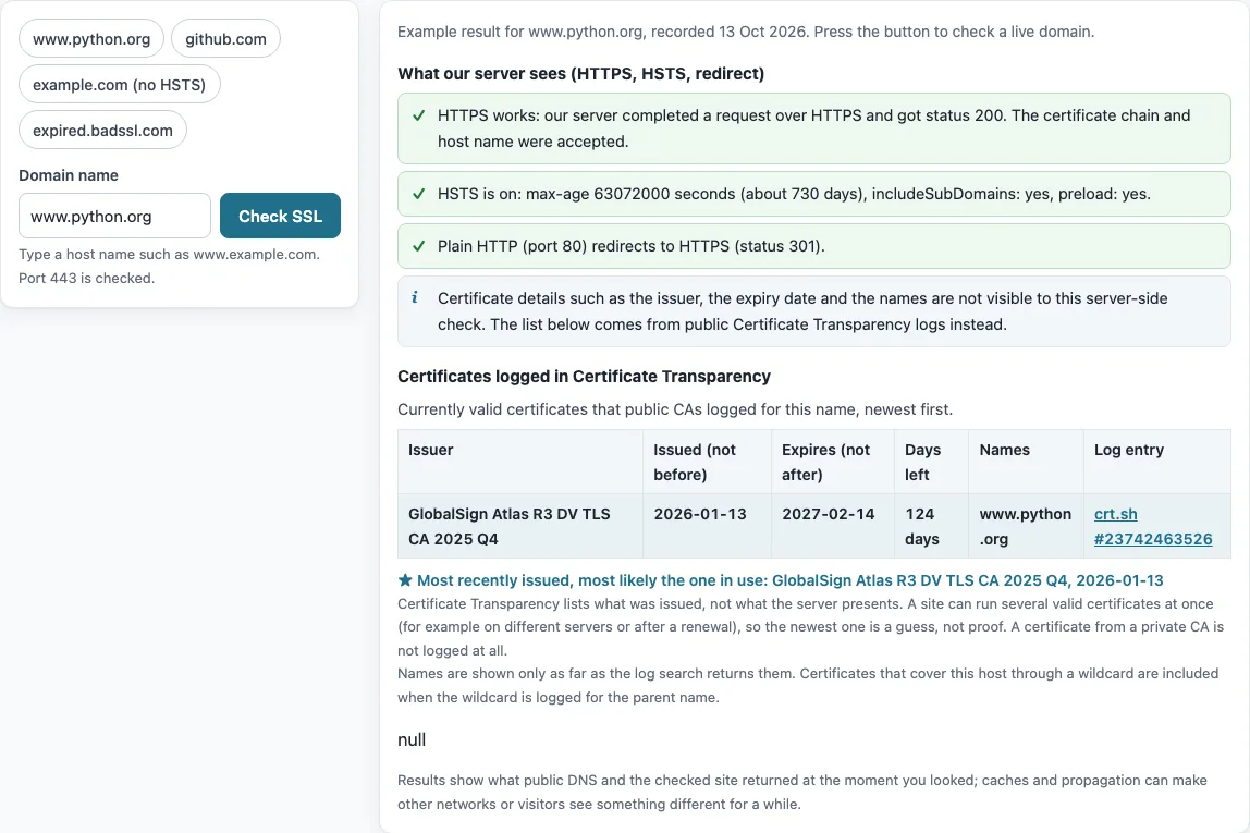 Ssl checker example